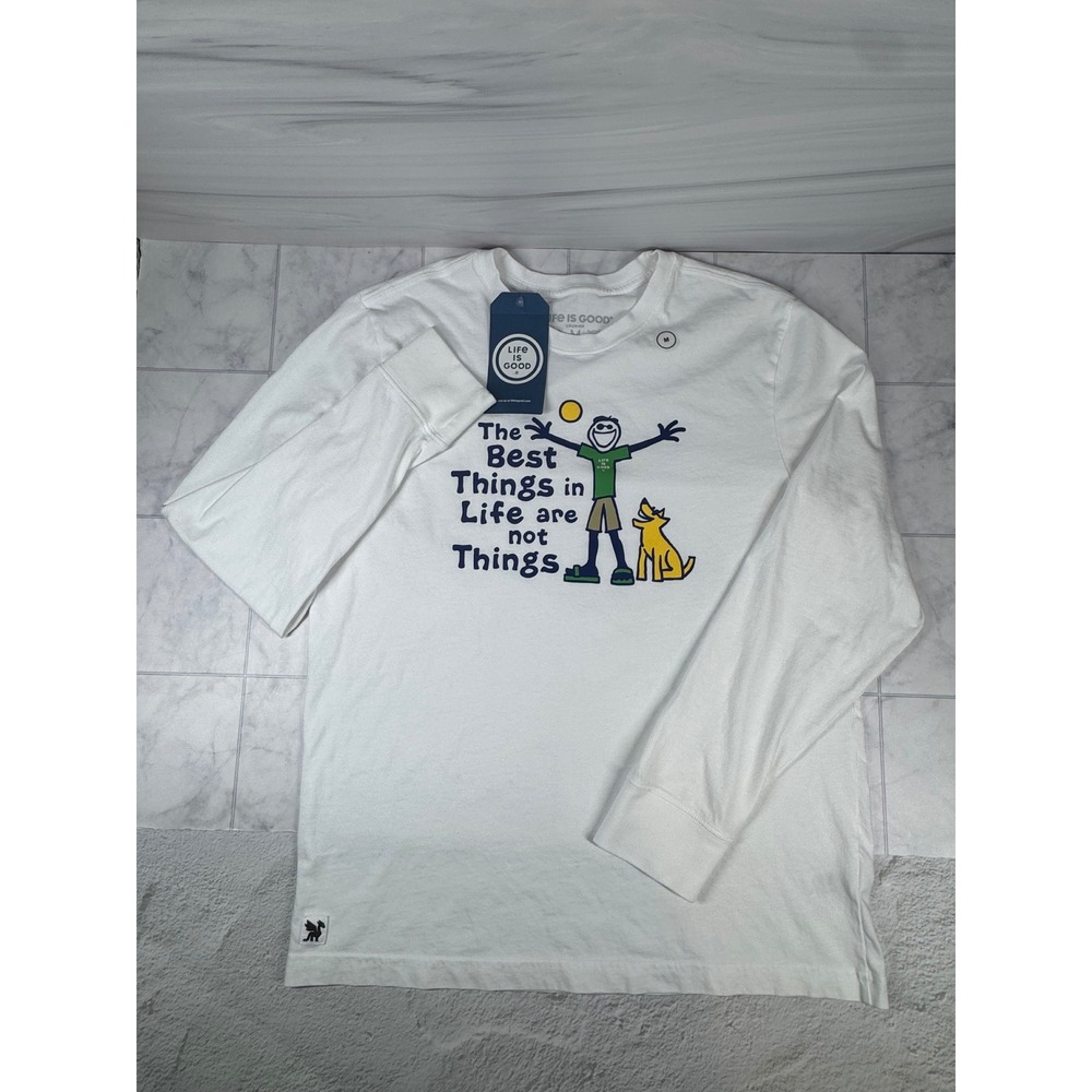 Life is Good Mens Crusher Long Sleeve Graphic Tee White The Best Things Size M